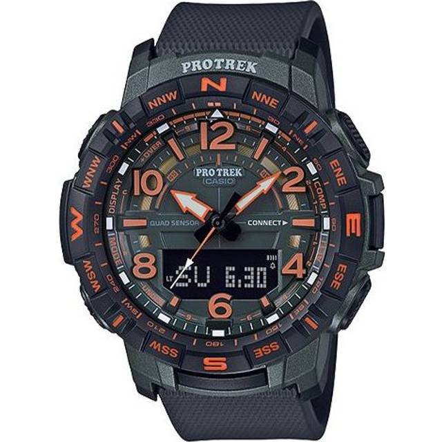 Men's CASIO PRO TREK Multifunction Outdoor mountaineering Sports Watch Mens Black Analog PRT-B50FE-3 - Free