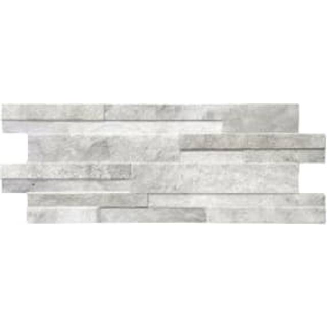 Wickes Quarzo Grey Splitface Porcelain Mosaic Tile Sheet - 394 x 160mm - Sample