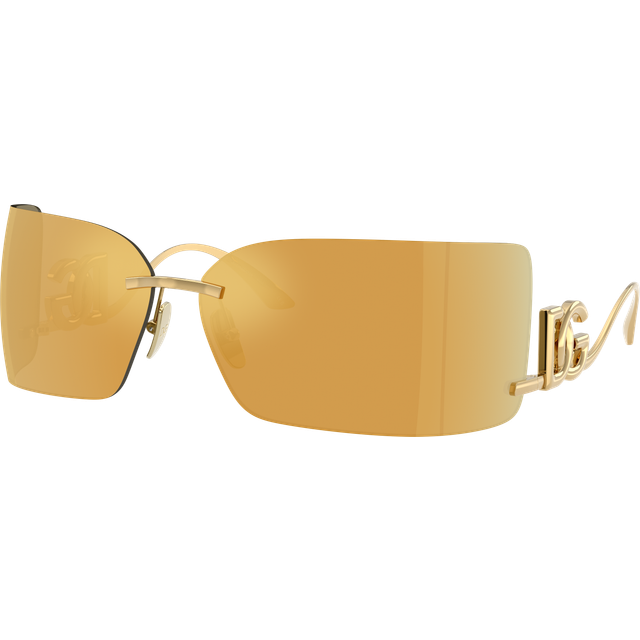 Dolce & Gabbana Woman DG2319  02/5A Sunglasses Metal Gold Brown Squared Mirrored