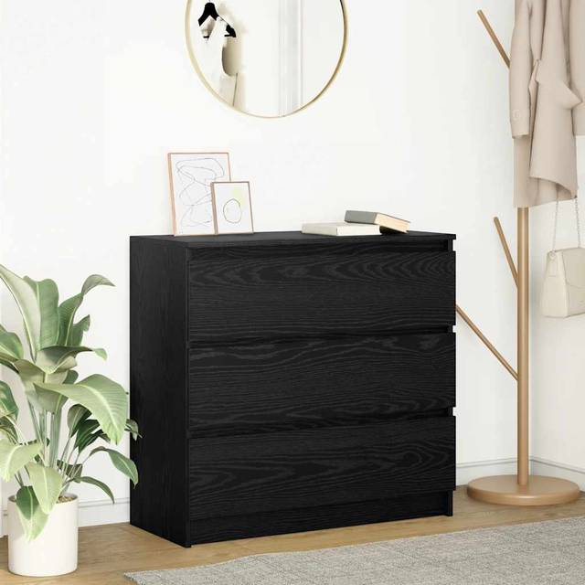 vidaXL Sideboard Black Oak 80x35x76 cm Engineered Wood