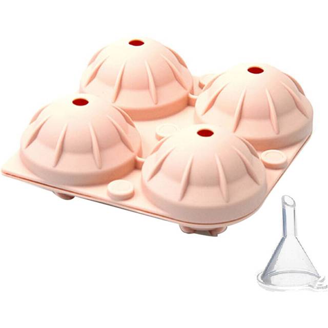 Ball Shape Ice-Cube Mold Whisky Wine Cool Down Ice Maker Reusable Ice-Cubes Tray Mold for Freezer with Lid Light Pink