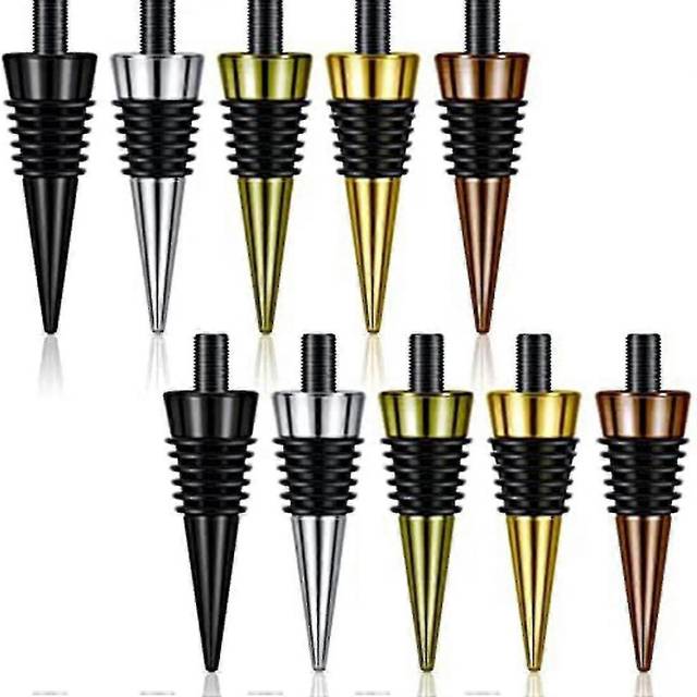 (As show, One size) 10 Pieces Blank Bottle Stopper With Threaded Post Metal Wine Stopper Inserts Set Hardware For Wood