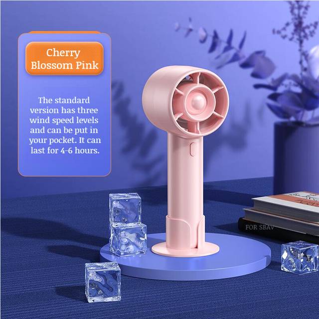 (Pink) LBQ Handheld fan desktop mute rechargeable portable carry portable office