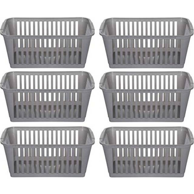 25 cm Silver Plastic Handy Basket Storage Basket - Pack of 6