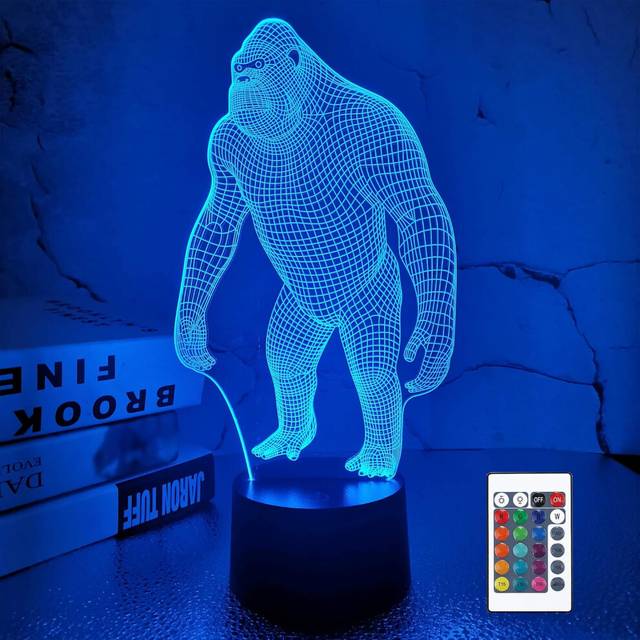 3D Night Light Ape Gorilla LED Nightlight Baby Nursery Monkey Lamp for Kids' Room Home DÃcor Xmas Birthday Gifts with 16 Color Changing