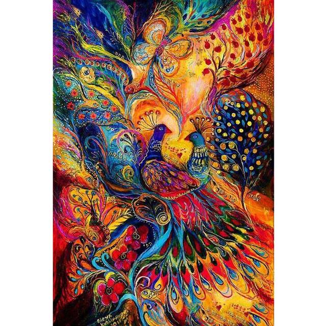 5D DIY Diamond Painting  Peacock feather  Embroidery Cross Stitch gift Home Decor Gift 20X30CM