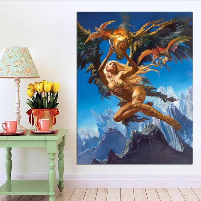 5D DIY Diamond Embroidery Girl and Dragon Diamond Painting Cross Stitch Rhinestone Mosaic Home Decor 20X30CM