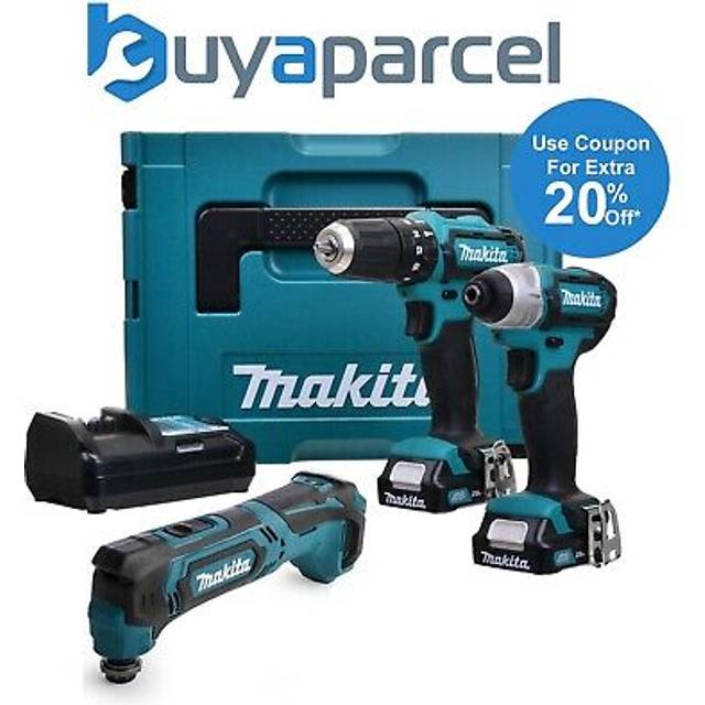 Makita 12v CXT 3pc Kit Combi Hammer Drill + Impact Driver + Multi Tool 2 Battery