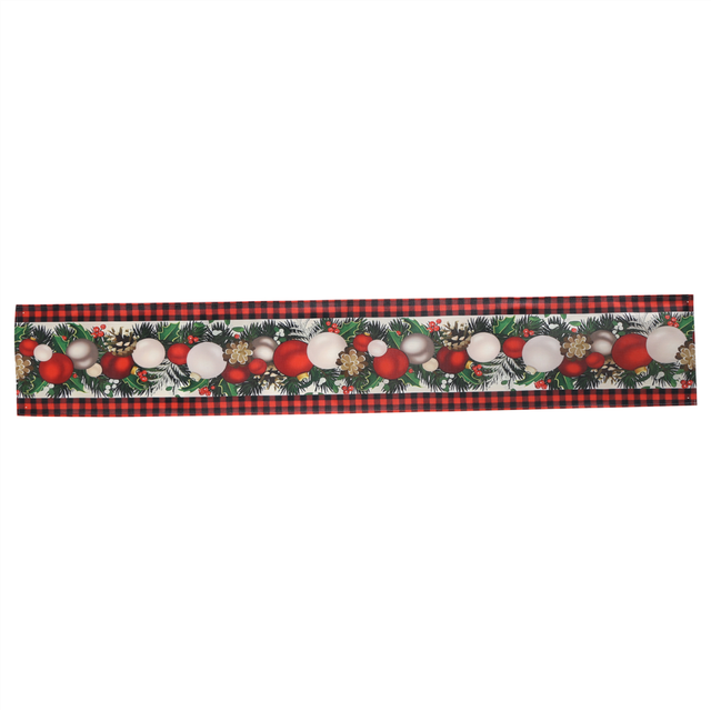 Linen Red and Black Check Christmas Table Runner 72 Inches Long Seasonal Winter Decoration