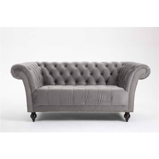 (2 Seater Sofa Grey) DProT Handmade Chesterfield Sofa Armchair 1.5, 2 or 3 Seater Settee Love Seat Velvet