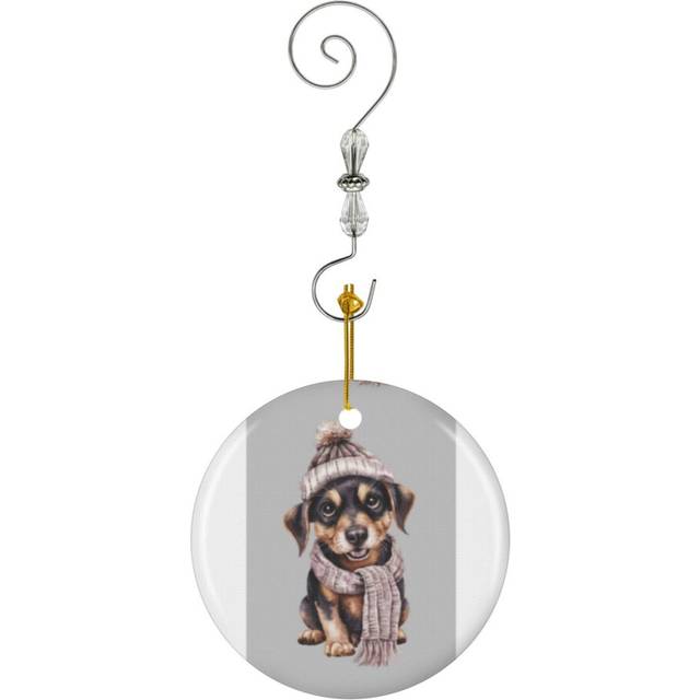 (Cute Miniature Pinscher Dog_4232) Christmas Ornaments Ceramic with Crystal Hook Xmas Handmade Tree Decorations KeepsakeÂGifts Stocking Stuffer