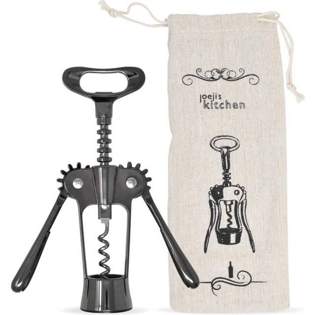(Black) Joeji's Kitchen Wine Corkscrew Bottle Opener - Wing Cork Screw