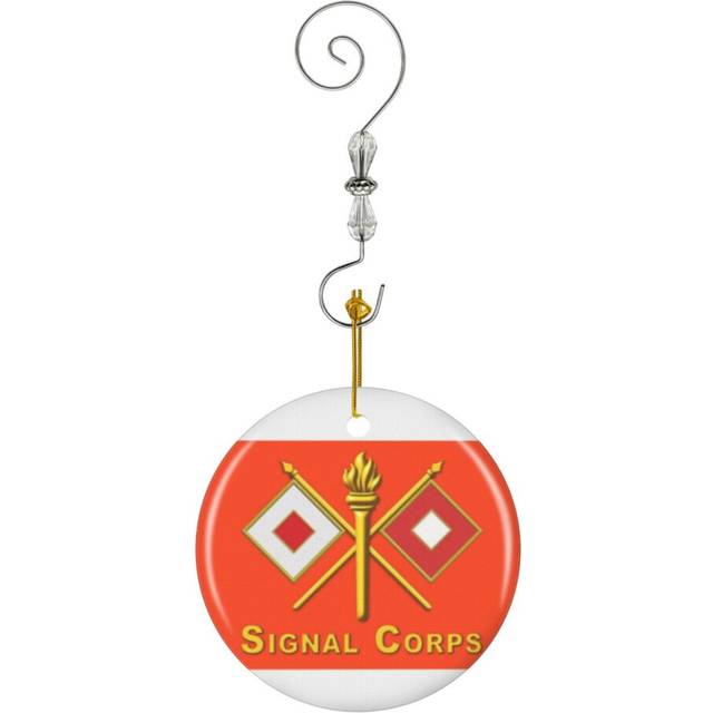 (Proud Army Signal Corps Veteran-10526) Christmas Ornaments Ceramic Charm with Hook Crystal Handmade Xmas Tree Decorations KeepsakeÂStocking Stuffer