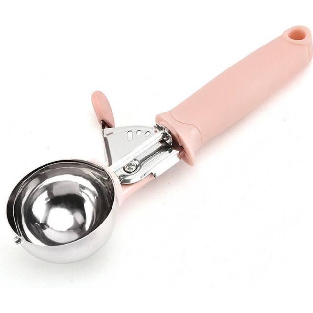 Stainless Steel Icecream Ice Cream Scoop Cookie Dough Mash Spoon Trigger Pink