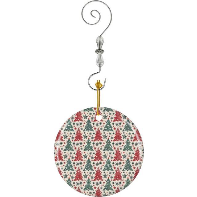 (AI-Generated Christmas Trees And Stars Design Outfits_4318) Christmas Ornaments Ceramic with Crystal Hook Xmas Handmade Tree Decorations KeepsakeÂGi
