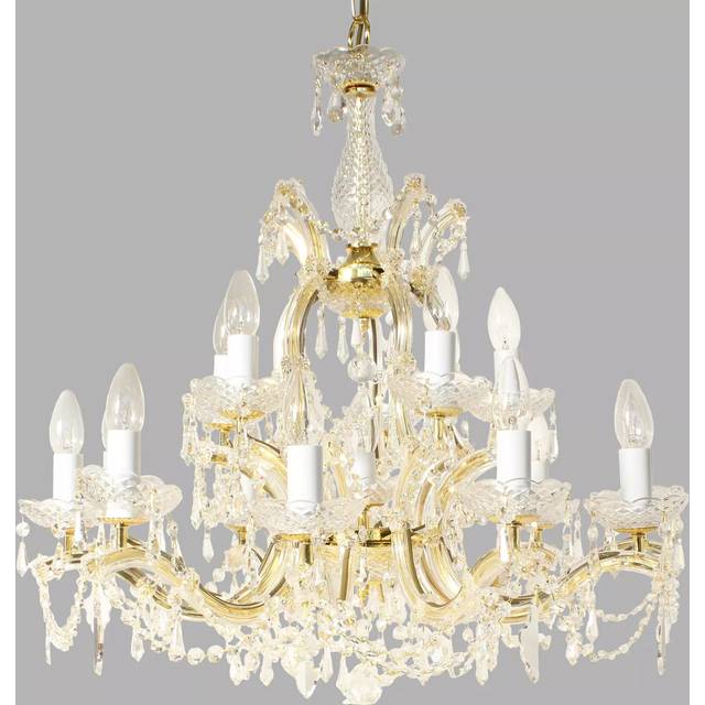 Impex Marie Theresa Double Tiered Crystal Chandelier Ceiling Light, Large