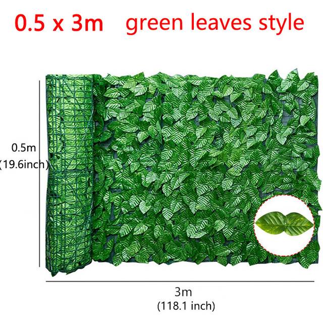 (0.5 x3M green leaves) 39.3x19.6inch Artificial Leaf Privacy Fence Roll Wall Landscaping Fence Privacy Fence Screen Outdoor Garden Backyard Balcony Fe