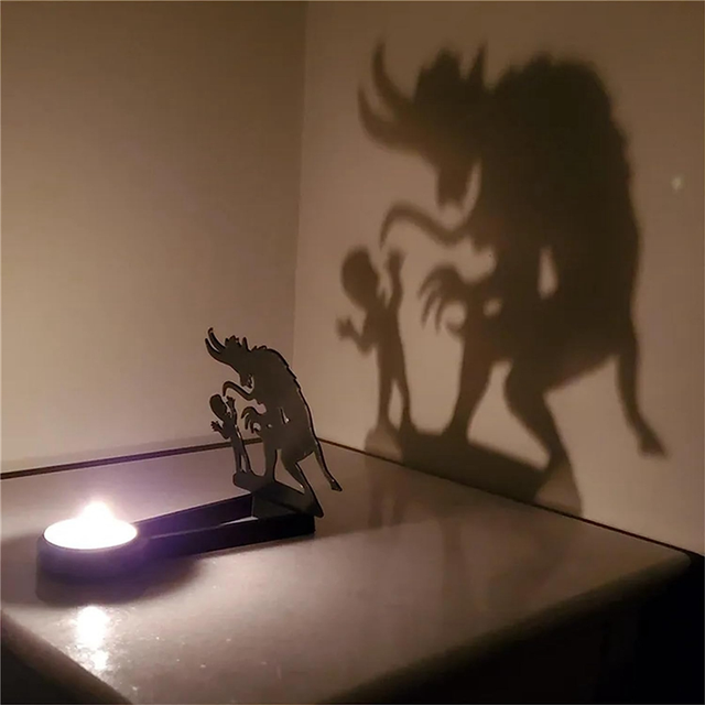 Funny Shadow Candle Holders,Halloween Home Decor Centerpiece Candleholder Tabletop Decorative Stands-C
