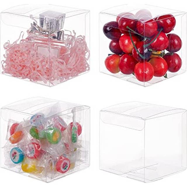 BENECREAT 30PCS 8x8x8cm Clear Cube Wedding Favour Boxes PVC Transparent Cube Gift Boxes for Candy Chocolate Birthday, Wedding, Party Favors
