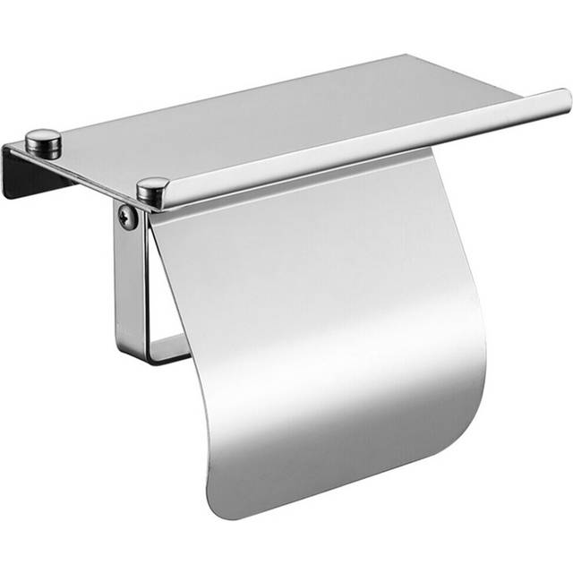 Modern Stainless Steel Wall Mount Toilet Paper Holder with Phone Shelf Roll Paper Holder Bathroom Fixture Bathroom