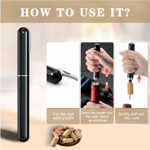 Pneumatic Wine Corkscrew with Foil Cutter, Christmas Wine Corkscrew, Handheld Wine Opener