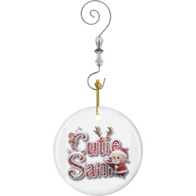 (Cutie Santa Christmas Design Womens Kids_1555) Christmas Ornaments Ceramic with Crystal Hook Xmas Handmade Tree Decorations KeepsakeÂGifts Stocking