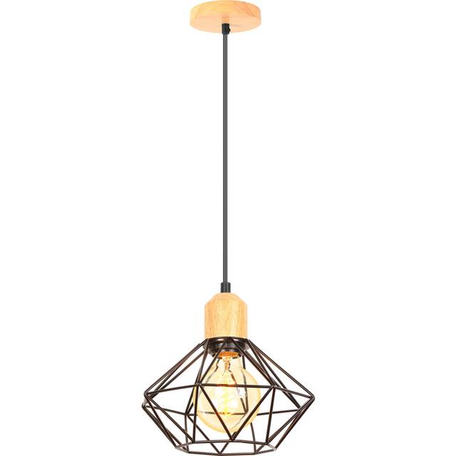 Vintage Pendant Light Metal Lampshade Ã20CM Indoor Pendant Light Retro Ceiling Lamp E27 for Living Room Kitchen Bedroom (Black)