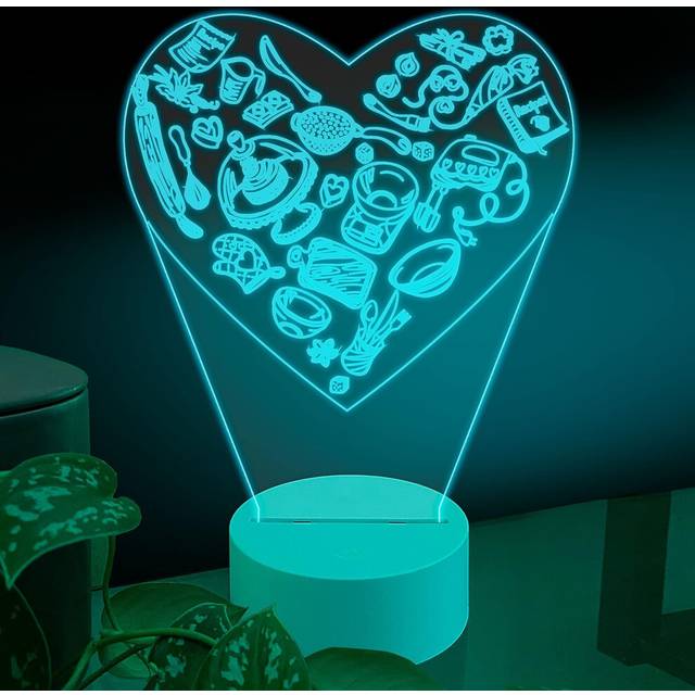 Bakery 3D Led Table Lamp, Mixer Dessert Recipes Baking Caking Art, Optical Illusion Acrylic Glass Plate