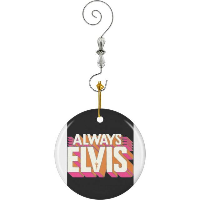 (Elvis Always Elvis-516) Christmas Ornaments Ceramic Charm with Hook Crystal Handmade Xmas Tree Decorations KeepsakeÂStocking Stuffer