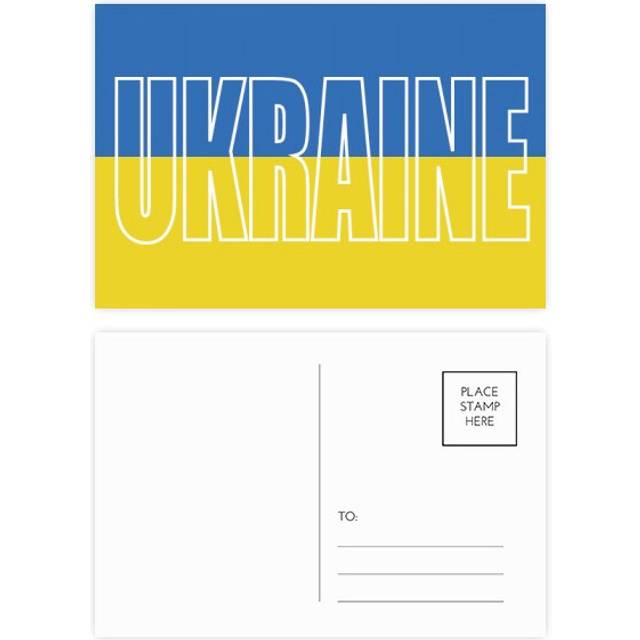 Ukraine Country Flag Name Postcard Set Birthday Mailing Thanks Greeting Card