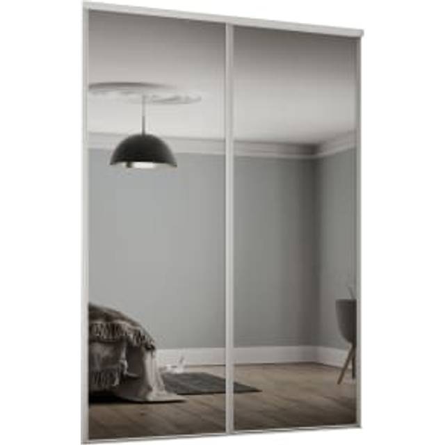 Spacepro Sliding Wardrobe Door White Framed Mirror Twinpack - 2260mm x 610mm