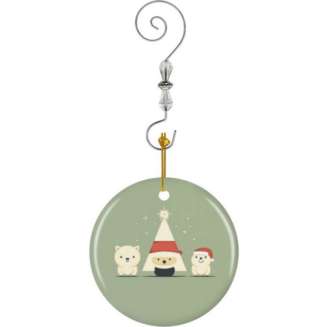 (Cute Minimalist Christmas_6947) Christmas Ornaments Ceramic with Crystal Hook Xmas Handmade Tree Decorations KeepsakeÂGifts Stocking Stuffer