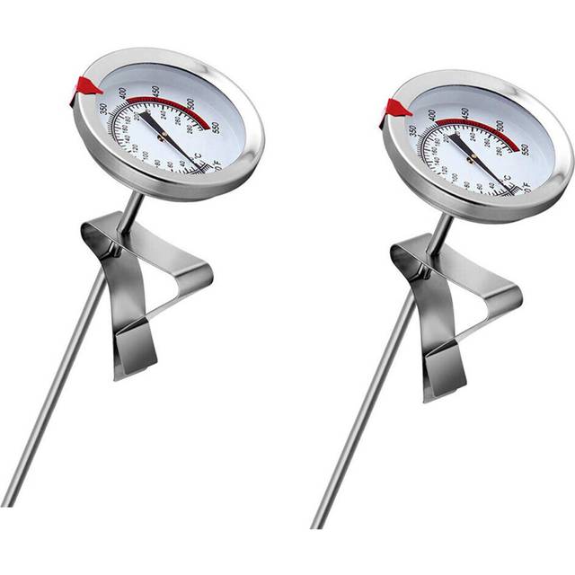 2pcs 12 Inch Mechanical Meat Thermometer Instant Read, Long Stem, Waterproof, No Battery Required, Stainless Steel