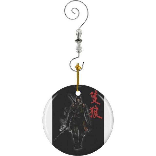 (Most Important One Armed Wolf (2) Gifts For Christmas-4824) Christmas Ornaments Ceramic Charm with Hook Crystal Handmade Xmas Tree Decorations Keepsa