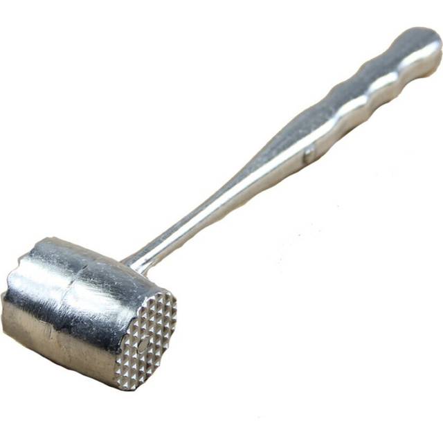 Silver Two Sides Aluminum Round Meat Hammer Mallet Tenderizer Beef Pork Chicken Beater Length 20.5cm Diameter 3.5cm