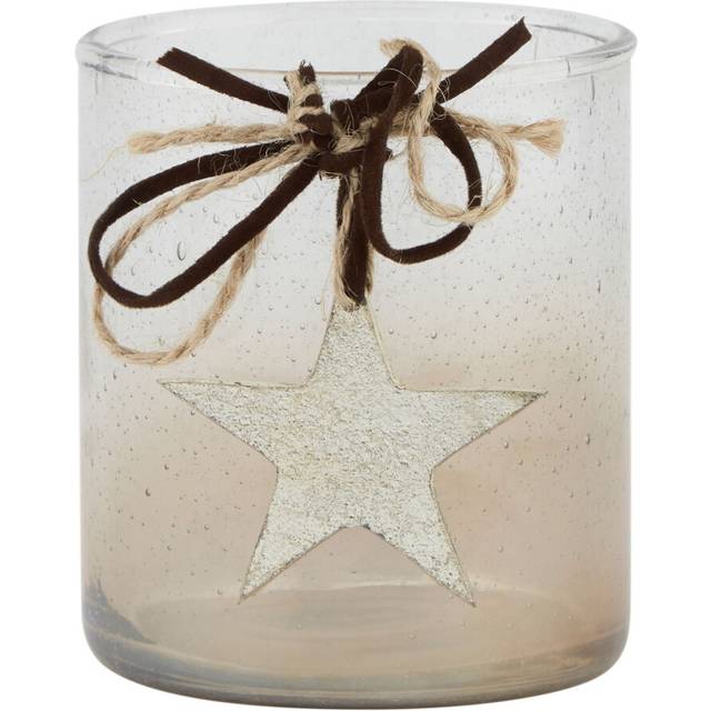 Coffee Ombre Collection Candle Holder Votive with Star - Glass - L8 x W8 x H9 cm
