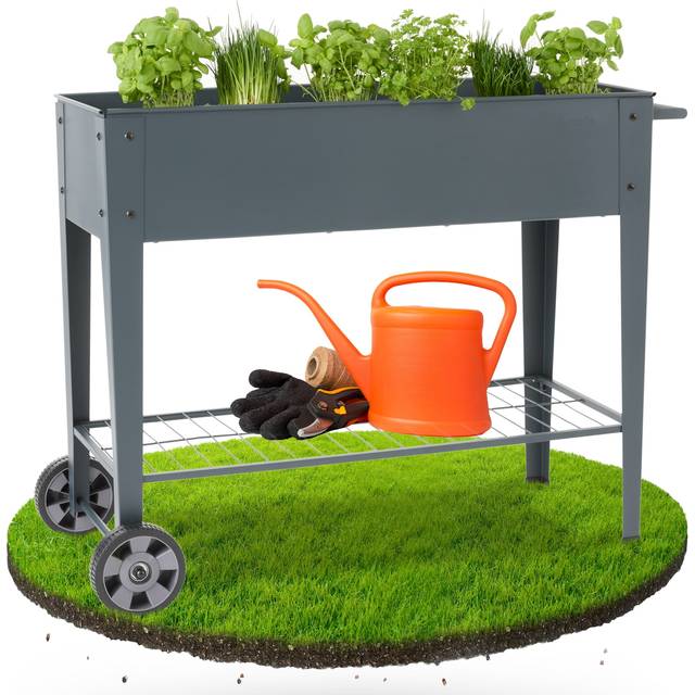 AREBOS raised bed with wheels & shelf 108 x 51 x 80 cm | cold frame herb bed flower box garden terrace vegetable bed garden bed flower pot for balcony