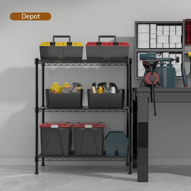(3-Tier) Heavy Duty Steel Shelving Unit with Adjustable Height Durable Storage Rack for Kitchen, Garage, or Bathroom Organization