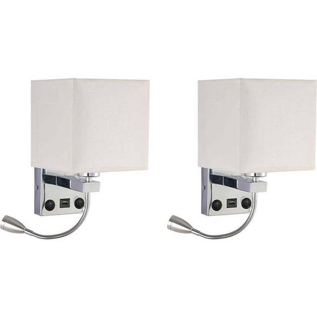 2X Modern LED Wall Lamp Bedside Bedroom Applique Sconce with Switch USB Interior Headboard Home Hotel Lights