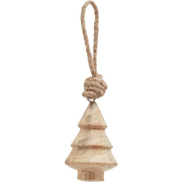 Natural Hand Turned Tree Bauble - Wood - L4 x W4 x H6 cm - Brown