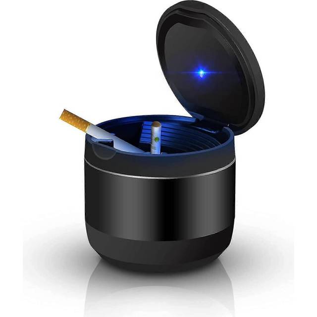 (As show, One size) automotive vehicle cup holder trash can small mini trash can car ashtray with lid led