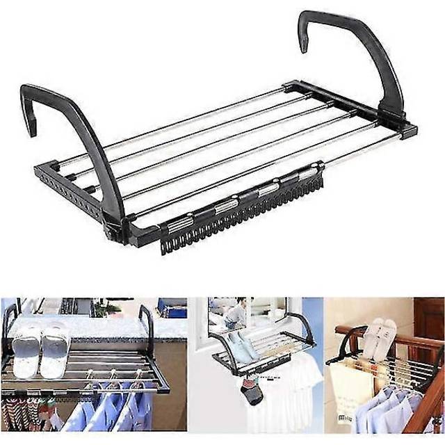 (As show, One size) Folding clothes drying rack Stainless steel balcony Hang on radiator window Bathtub for hanging dry wet clothes for washing (40X32