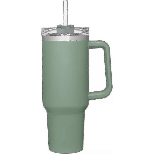 (Olive Green, One size) Stanley Adventure Quencher Travel Tumbler 40oz Stainless Steel Insulated Beer Cup With Handle