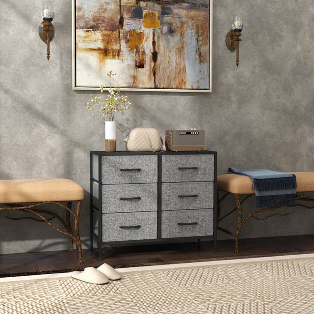 HOMCOM Fabric Chest of Drawers - Black, none