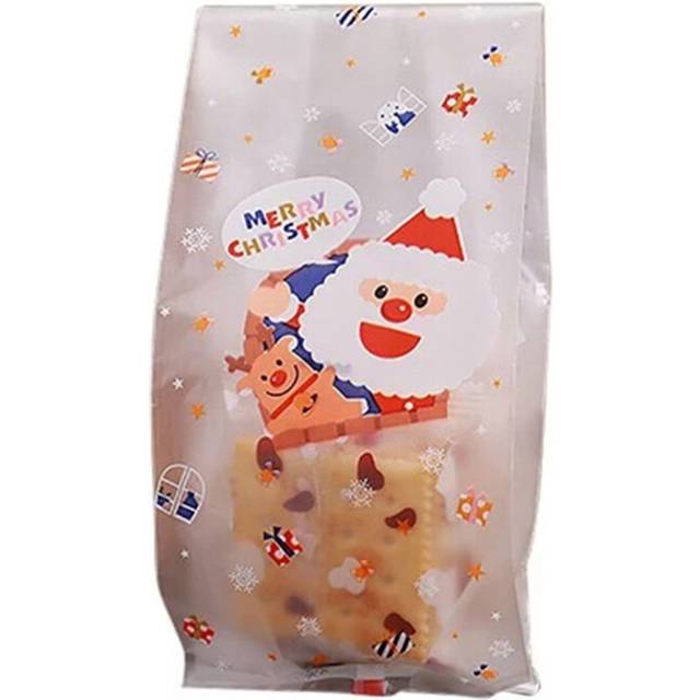50x Xmas Candy Packaging Bags Cookie Biscuit Gift Bags Christmas Cellophane Bag