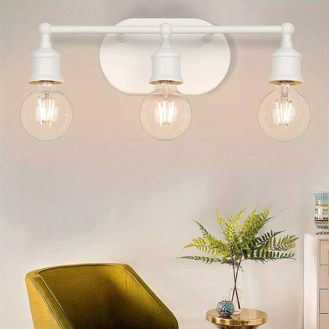 (White) 1pc Vanity Light Fixture, Brushed Nickel Wall Sconce Lighting, Modern Bathroom Vanity Wall Lights E26 Base