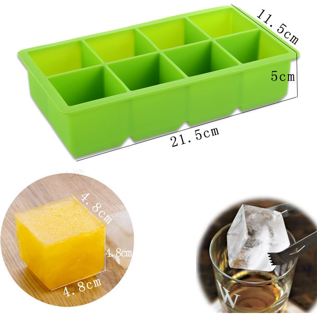 8 Grid Ball Big Square Ice Cube Mold Silicone Ice Cube Maker Reusable DIY Ice Cube Tray for Freezer Drinks Whisky Wine