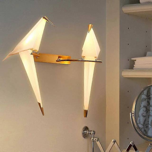 (As show, One size) modern led wall sconces,art deco,designer creative bird ,antique retro acrylic gold,2 lights