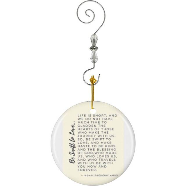 (Be Swift To Be Kind Episcopal Prayer Word Design By Christie Olstad-3815) Christmas Ornaments Ceramic Charm with Hook Crystal Handmade Xmas Tree Deco