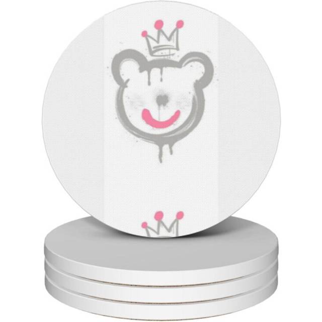 (Teddy HER, Cute=10463) Ceramic Coasters Set of 4 Xmas for Drink Wine Beer Bar with Cork Base Housewarming Birthday Christmas Gift